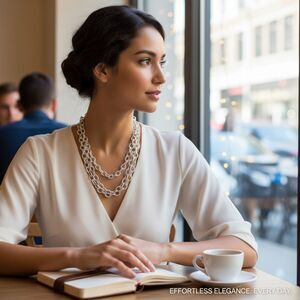 Silver Tone Double Link Textured Chain Necklace 9" Choker Drop